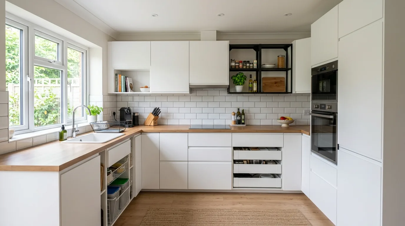 Budget IKEA kitchen styled to look affordable, functional, and polished.